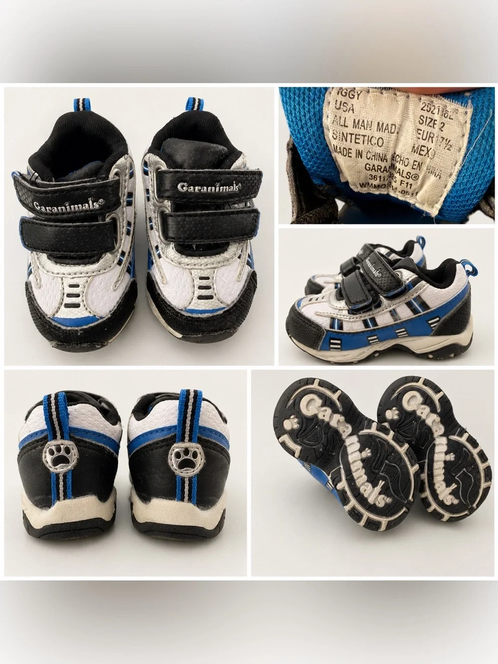 Garanimals Toddler Black, White & Blue Velcro Sneakers